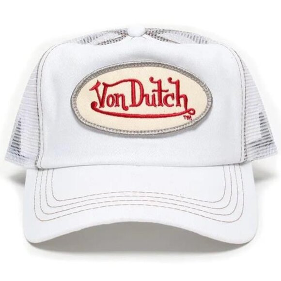 Vintage Retro Y2K Authentic Von White Trucker Hat Designer Audigier Classic 2000